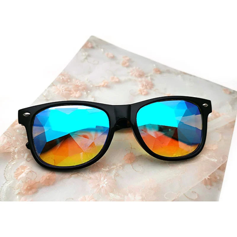 Kaleidoscope Sunglasses Men Women Square Frame Diamond Twinkle Rectangle Sun Glasses Retro Rice Nail Design Eyewear Party Gift