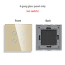 Bingoelec DIY 1/2/3/4 gang Wall Touch Switch Only Crystal Glass Panel 86mm Pearl White Black Golden Grey Glass Frame DIY-Parts