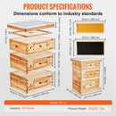 SucceBuy Bienenstock Tiefer Kasten Starter-Kit 100% Bienenwachs beschichtet Naturzedernholz Langstroth Bienenstock-Kit Transparentes Acryl