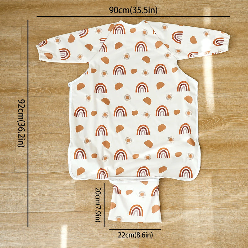 HappyFlute New Prints 90*92CM 1Piece Table Use Full Coverage Pocket Waterproof Long Sleeve Coverall High Chair Baby Feeding Bib
