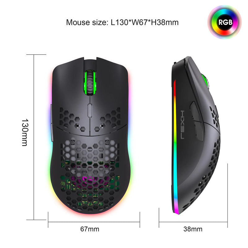 HXSJ Wireless Gaming Mouse RGB Luminous Ultra Light USB 2.4G Cellular 3600DPI For Office Computers Notebook Laptop Mice