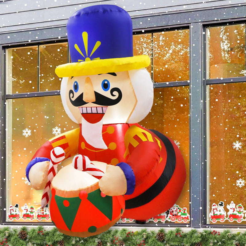 3.5ft Christmas Inflatable Outdoor Decorations Nutcracker Blow Up Break Out from Window with LED for Xmas Yard Garden Decor