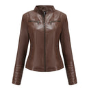 Faux Leather Motorcycle Jacket for Women, Female Coat, Moto Biker, Purple, Black,  Autumn, Spring, Fashion
