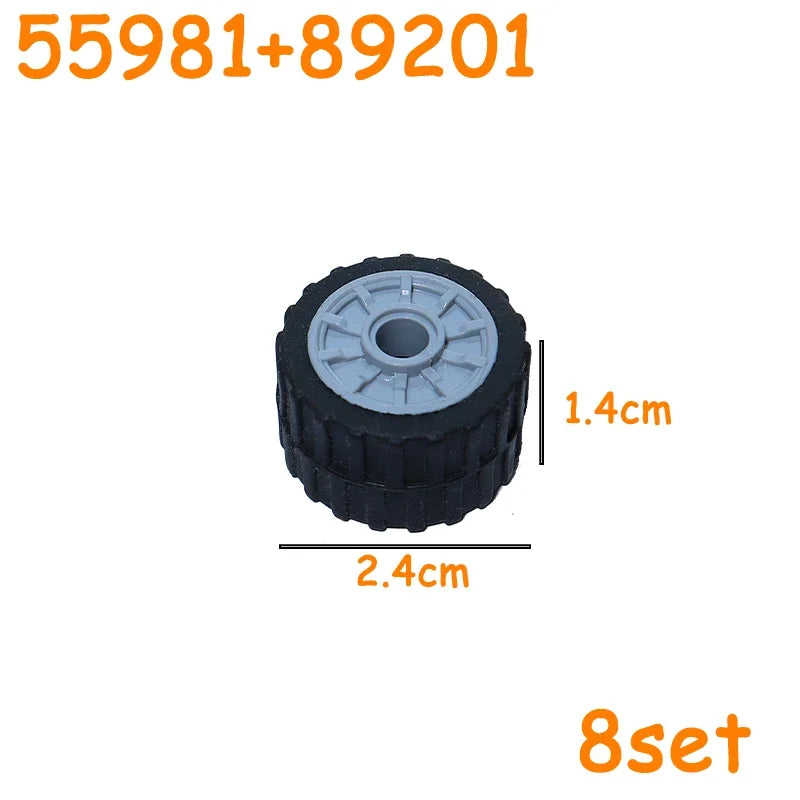 MOC Technical Tire Wheel Cross Hole Set Motorcycle Tyre & Rim Car Truck Wheels Hub Bricks Construction Building Blocks