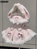 The Rabbit Hour | Lolita Two-Piece Slip Dress and Furry Hooded Cape Set