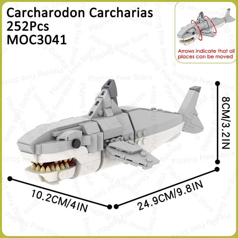 MOC Animal Brick Cat Shark Easter Bunny Deer Rabbit Compatible Building Blocks Set Assembly Toys For Children Adult Friends Gift