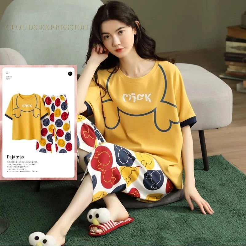 Autumn Nightwear Kawaii Girls PJ Young Women Pajama Sets Pyjamas Femme Cartoon Sleepwear Female Loungewear Pijama Mujer Homewear