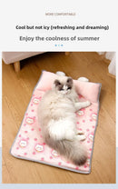 Dog's Nest Cat's Nest Summer Ice Silk Cold Mat Dog's Nest with Pillow Teddy Small Medium Sized Dog Bed Four Seasons Universal