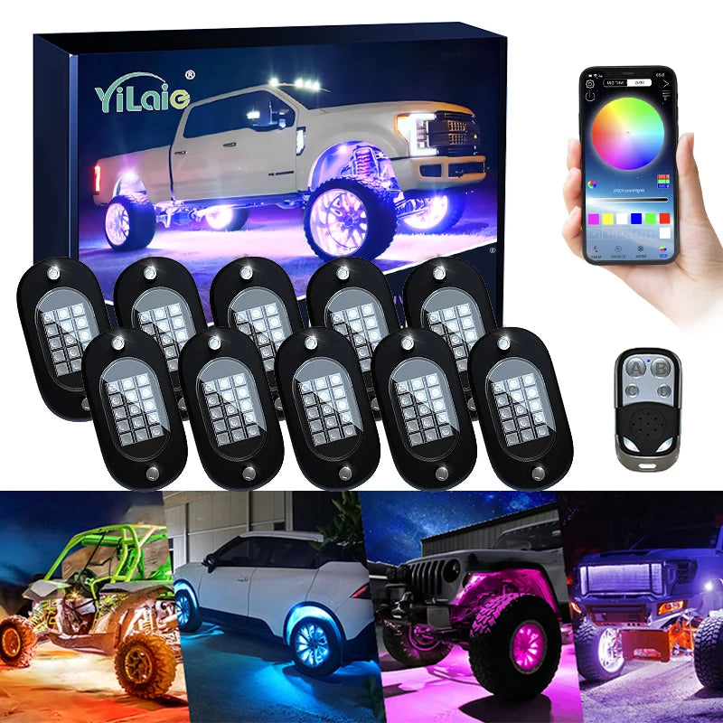 Rock Lights Trail Rig Light RGB Led Neon Underbody Underglow App  Control 12V For Jeep Off-Road Truck LED Car Chassis Lights