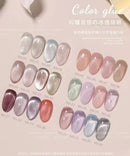 New Ice Translucent Cat's Eye Nail Polish Glue Ice Through Cat's Eye Glue Art Nail Glue 24Colors Non-toxic Long lasting Nail Gel