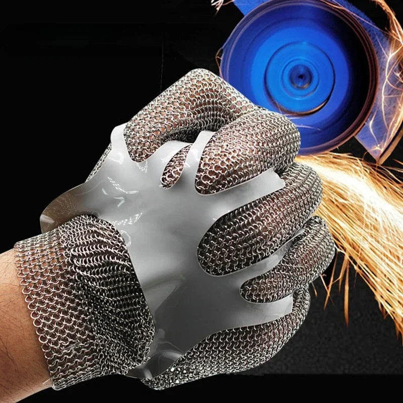 Stainless Steel Cut-resistant Gloves Level 5 Slaughter and Gardening High-risk Work Cut-resistant Labor Protection Gloves 1pcs