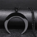 Gothic Stainless Steel Moon Necklace for Women Black Color Big Neckless Jewelry collar acero inoxidable mujer N3107S03