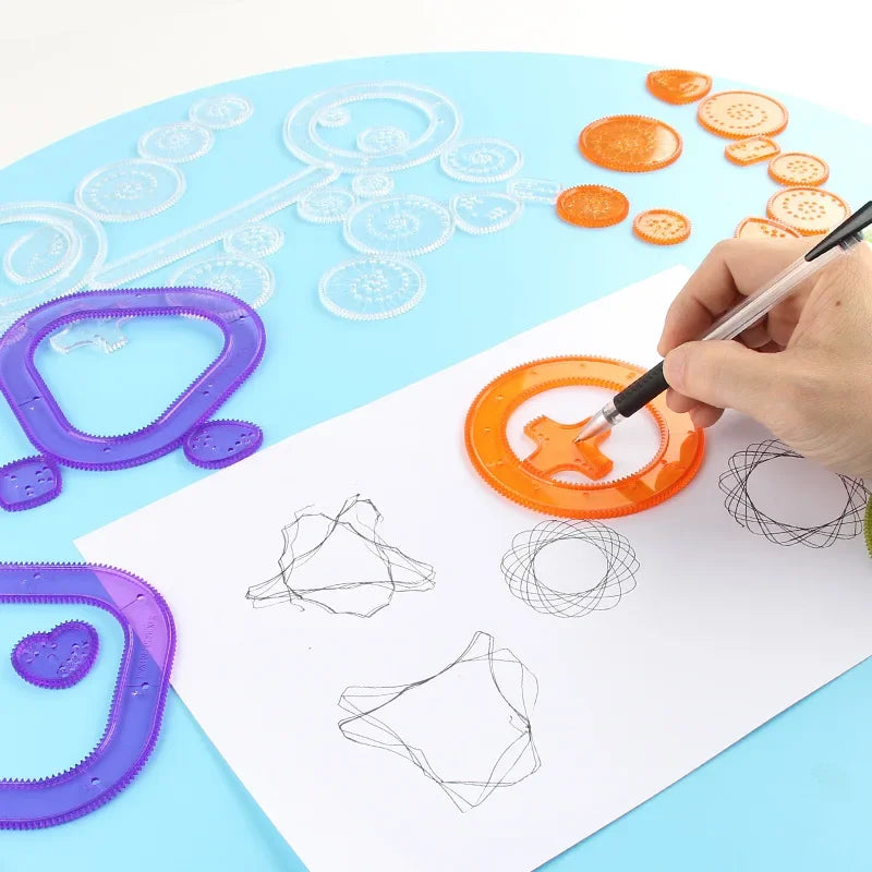 Funny Interlocking Gears Wheels Spirograph Drawing Toys Set Creative Educational Toy for Children Painting Drawing Accessories