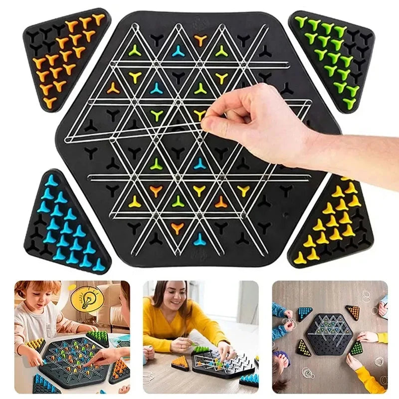 Chain Triangle Chess Game Board Game Rubber Band Geometry Puzzle Party Battle Set for Family Multiplayer Logical Thinking