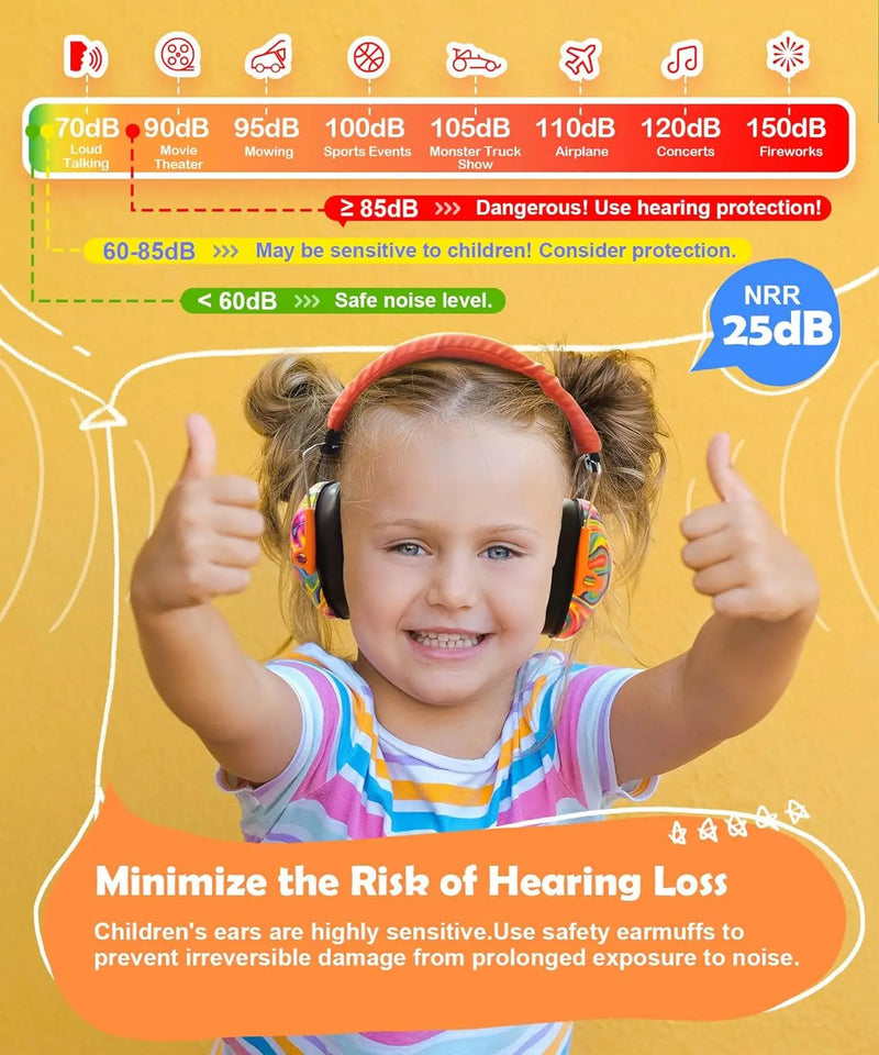 ZOHAN kids Hearing Protection Earmuffs Adjustable Ear muffs autism ear damper Noise Reduction Ear Defenders for Children NRR25dB