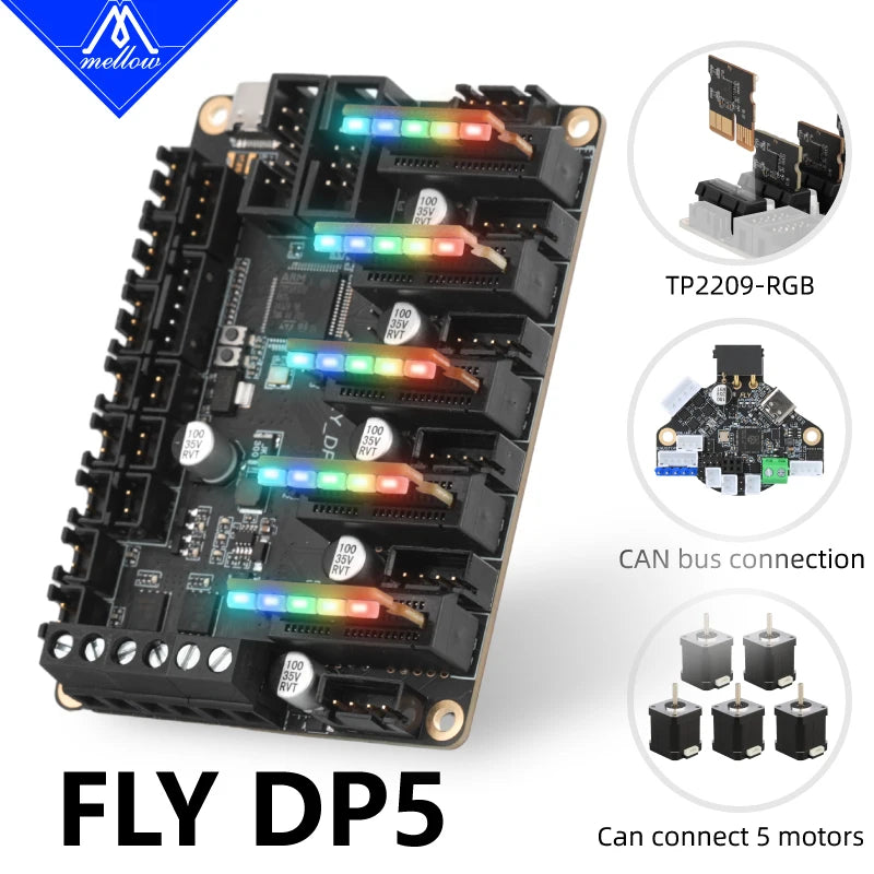 Mellow Fly-DP5 Control Board 32-bit ARM Chip, PCIe,RGB Driver,CAN Bus,DIAG Homing, and Klipper Support For DIY 3D Printer Parts