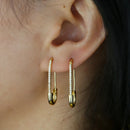 New Arrived Tiny Cute Gothic Gold Color Cz Paved Safety Pin Long Stud Earrings Ear Threader Fashion Jewelry Exquisite Earrings