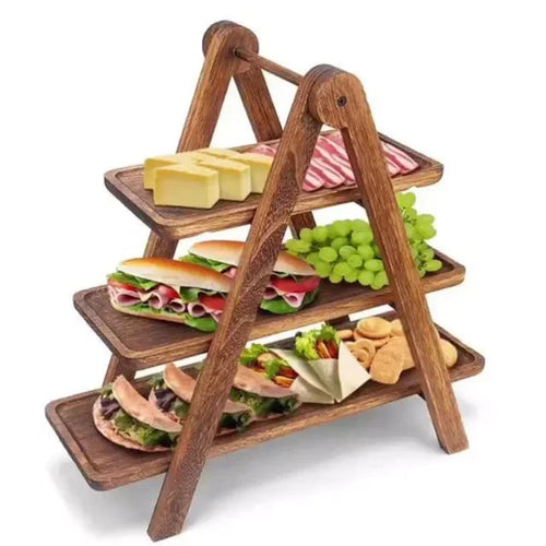 The Tiered Host | 3-Tier Wooden Serving Tray for Entertaining