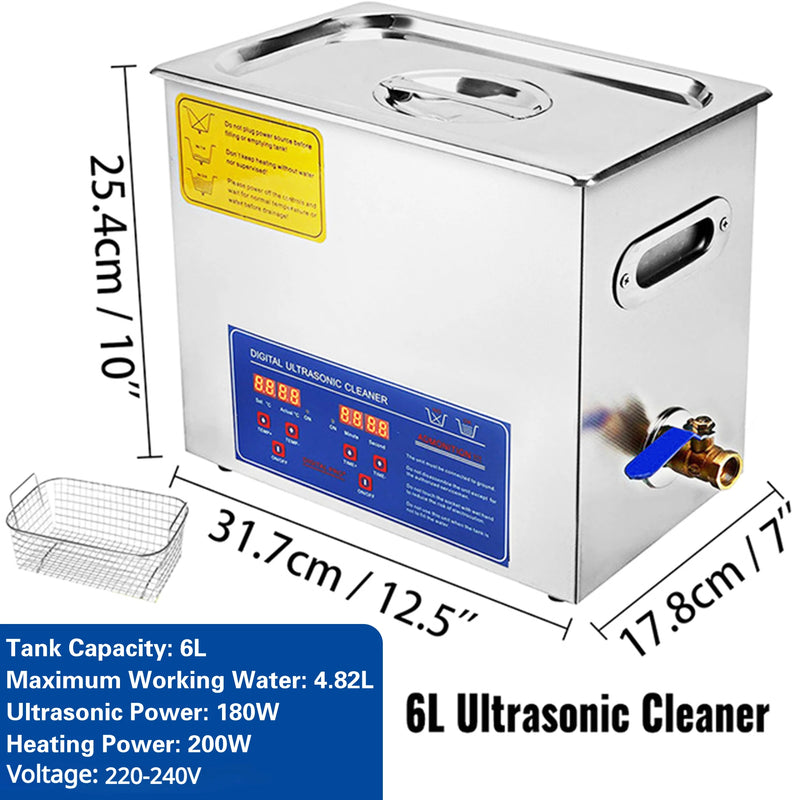 2/3/6/10L/30L Digital Heating Ultrasonic Cleaner 220V 40KHZ Stainless Steel Ultrasound Cleaning Machine Home Appliance