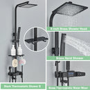 Rozin Black Smart Thermostatic Shower Faucet Set Bathroom Intelligent Rainfall Digital Mixer Tap With Rack and Bidet Bath System