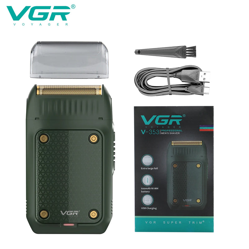VGR Mens Beard Shaver Professional Hair Trimmer Electric Face Shaving Machine USB Charging Mini Safety Face Shaver for Men V-353
