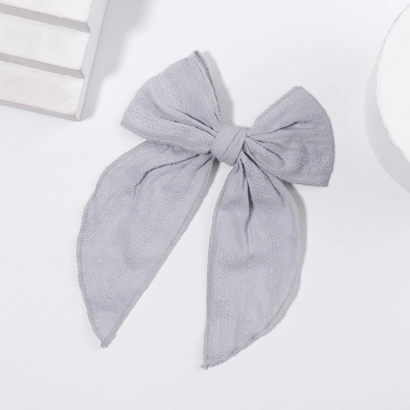 1Piece 5.4Inches Solid Color Bows Hair Clip For Kids Girls Cotton Big Butterfly Knot Hairpin Baby Gift Headwear Hair Accessories