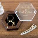Personalized Engraved Wedding Ring Box, Proposal Gift Acrylic Cover and Wood Base Custom Rings, Engagement Wedding Decorations