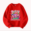 Christmas Kids Crew Neck Sweatshirt with Festive Cartoon Characters for Holiday Fun