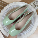Lady Simple Plain Big Square Toe Flats Patent Leather Mirror Dough Shoes Green White 48 47 48 45 29cm Slip-on New Arrivals 2024