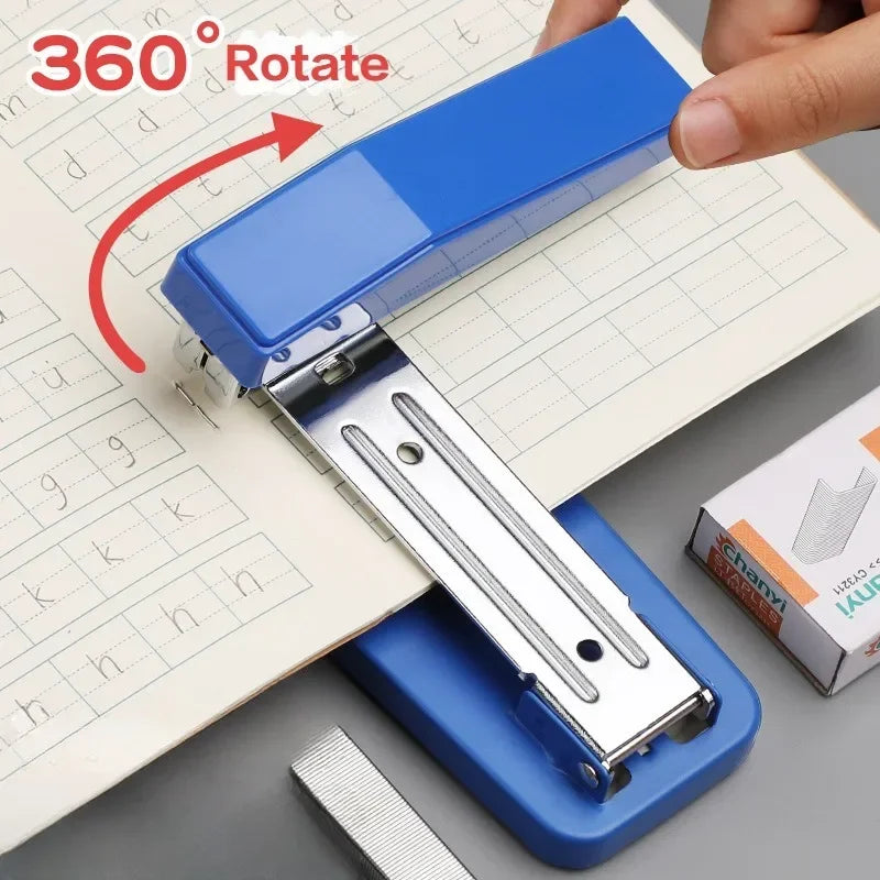 360 Rotatable Metal Heavy Duty Stapler Standard Long Stapler Stapling Use Staples Office Bookbinding Supplies Manual Binding