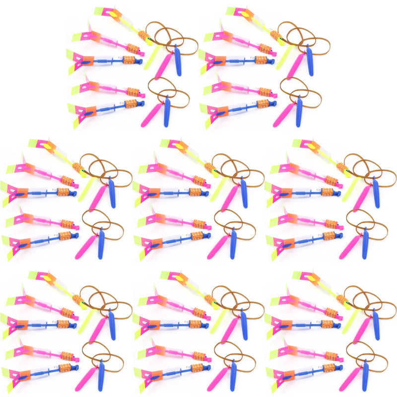100-10PCS Amazing Light Toy Arrow Rocket Helicopter Flying Toy LED Light  Luminous Slingshot Toys Rubber Band Catapult Fun Party