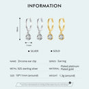 BAMOER 925 Sterling Silver Clear CZ Waterdrop Hoop Earrings for Women, 14K Gold Plated Statement Basic Jewelry 2 Colors SCE830