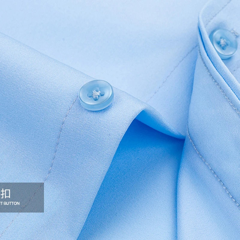 New pure white spring and autumn formal long sleeved men's shirt for business, leisure, fashion, slim fitting, and non ironing