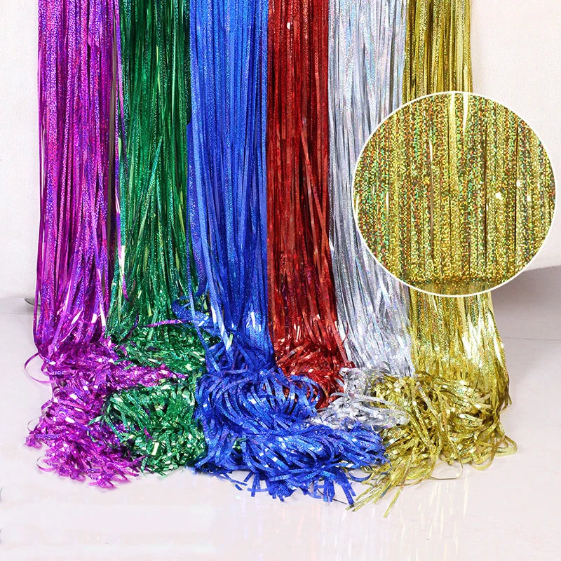 2/3M Party Background Wedding Decoration Foil Fringe Curtain Sequin Bachelorette Photo Backdrop Wall Curtain Birthday BabyShower