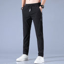 Ice Silk Men's Pants 2025 Summer New Black Gray Thin Business Casual Pants Outdoor Elastic Breathable Straight Leg Sweatpants