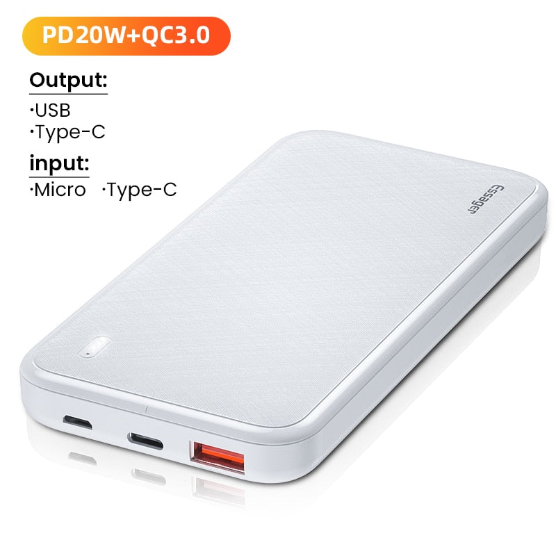 Essager PD 20W 10000mAh Power Bank Portable Charging External Battery Charger 10000 mAh Powerbank For iPhone Xiaomi mi PoverBank