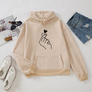 Damen Hoodies Casual Kpop Finger Herz Liebe Muster Kapuzenpullover Mode Hoodie Langarm Damen Pullover Streetwear