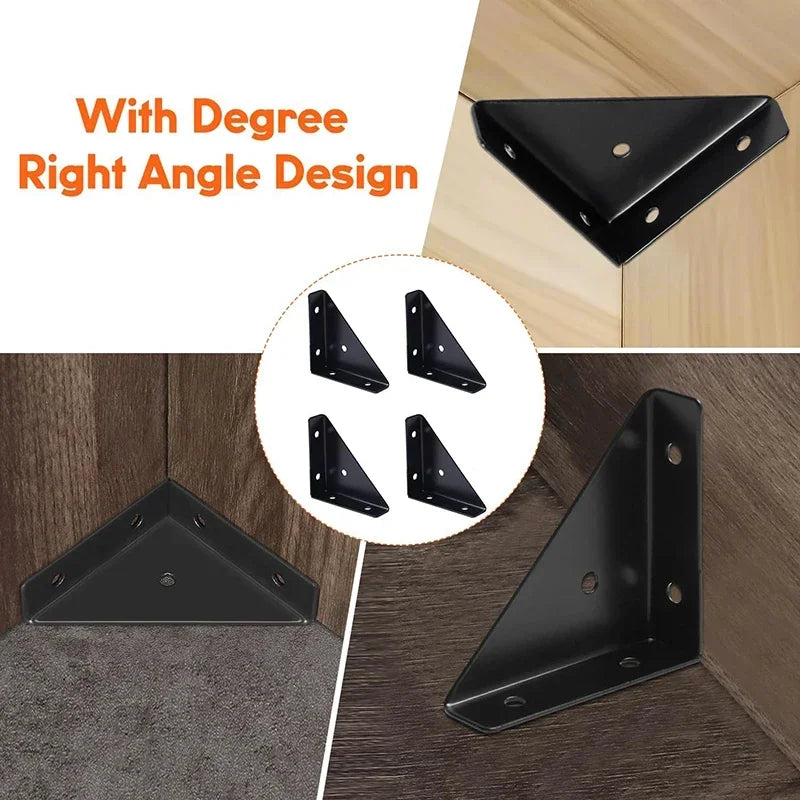 1/4PCS Angle Corner Brackets Steel Fixed Joint Board Plate Support Frame Right Triangular Angle Bracket Protector Stand Shelves