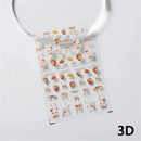 Rabbit Pearl Butterfly 5D Easter Egg Nobility Cute Bunny Soft Relief Self Adhesive Nail Art Decoration Sticker Hot 3D Nail Decal