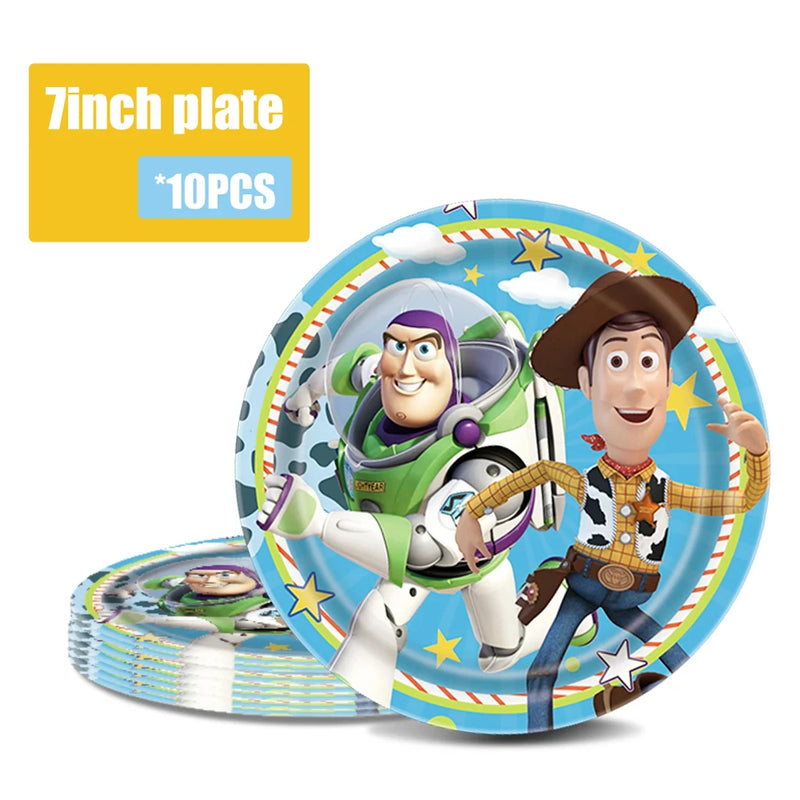 Toy Story Birthday Party Supplies  Cowboy Buzz Lightyear Balloons Snap Bracelet Paper Plate Cup Banner Birthday Gift Surprise