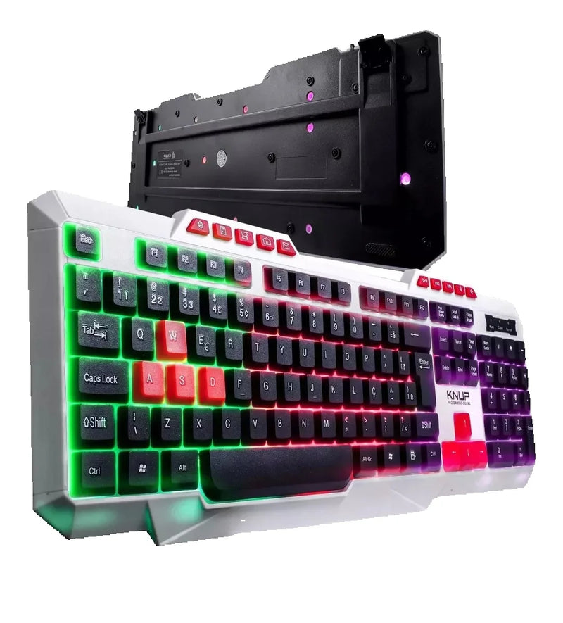 Gamer Knup Kp Te120 LED RGB Abnt2 White Keyboard Lighting Keys Portuguese Brazil High Performance Computer Notebook Home