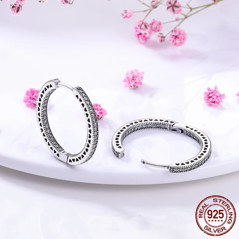 2023 Charm Double Hoop Earrings For Women Silver-Plated Sparkling Pave CZ Stud Earrings Engagement Anniversary Jewelry Gifts