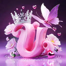 Huacan New Arrivals Diamond Painting Crown Letters  Full Drill Mosaic Butterfly Alphabet Art Wall Decor For Home Craft Kit