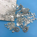 50pcs/SET Zinc Alloy Silvery Halloween Series Charms Pendants for DIY Necklace Bracelet Earrings Jewelry Making Handmade