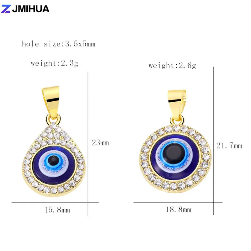 New Crystal Blue Evil Eye Charms Amulet Pendants For Jewelry Making Accessories DIY Designer Bohemia Style Necklaces Supplies