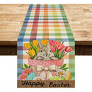 2025 Easter Rabbit Table Runner Linen Bunny Dining Table Cloth Placemat Spring Holiday Happy Easter Decoration For Home Kitchen