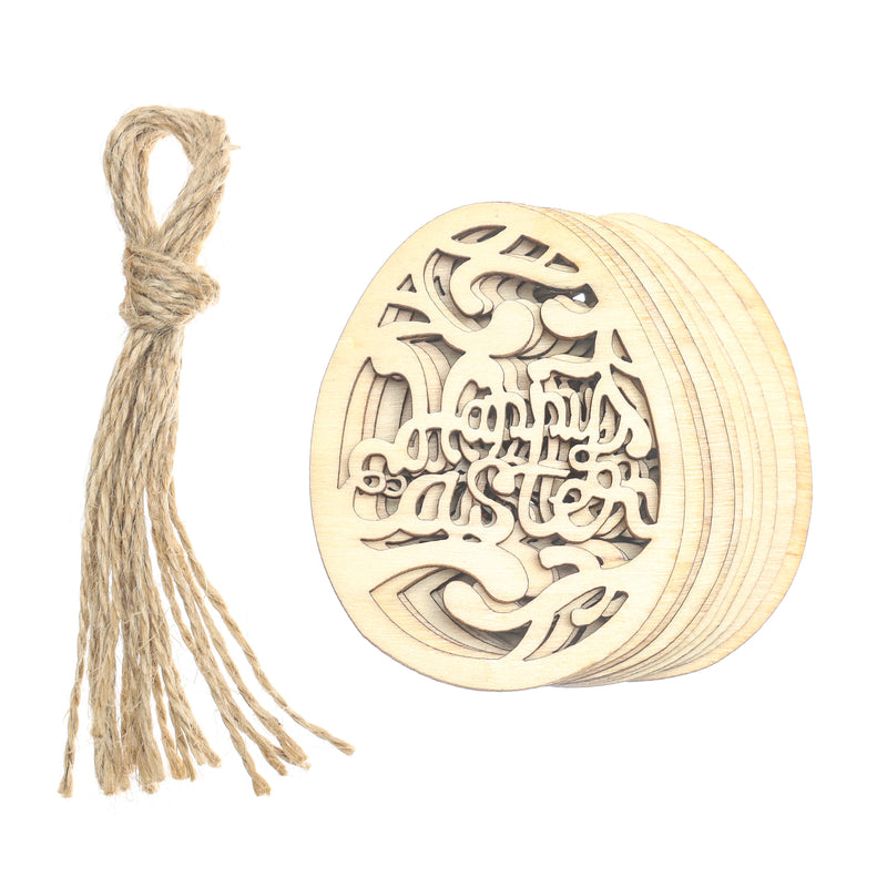 10pcs Wooden Easter Pendants Rabbit Egg Hanging Ornament For Happy Easter Party Home Decoration Kids DIY Painting Gifts Supplies