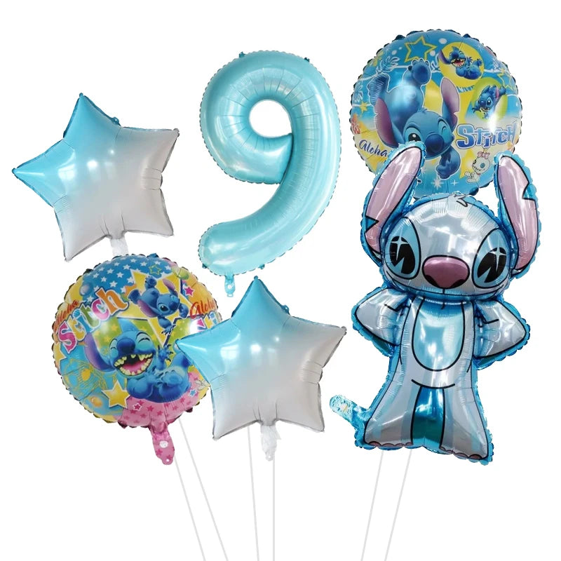 6pcs Disney Lilo & Stitch Party Balloons Stitch 32" Number Balloon set Baby Shower Birthday Party Decorations Kids Toy Gifts