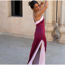 The Meridian Line | Colour-Block Halter Maxi Dress