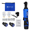 Cordless Ratchet Wrench, 2 x 12V 1.5Ah Batteries, Charger, Power Tool Wrench 3/8" Sq Drive,Cordless Ratchet with 7 Sockets